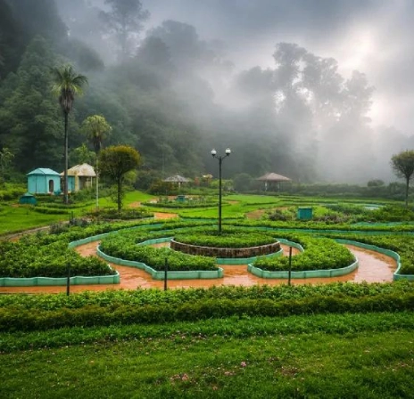 Bryant Park botanical garden and flower displays in Kodaikanal